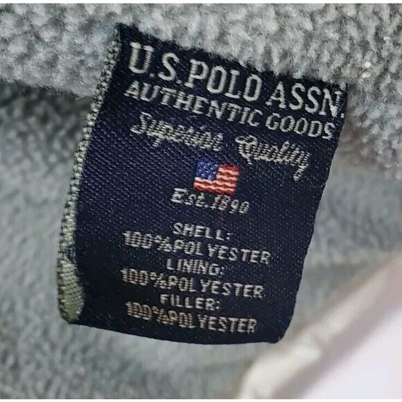 Vtg U.S. Polo Assn. Men's Rare Puffer Coat 2XL Ivory Fleece 4 Pockets 2 Zip - Picture 9 of 16